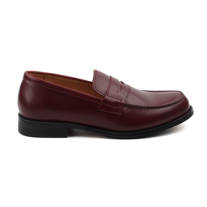 Burgundy leather loafers